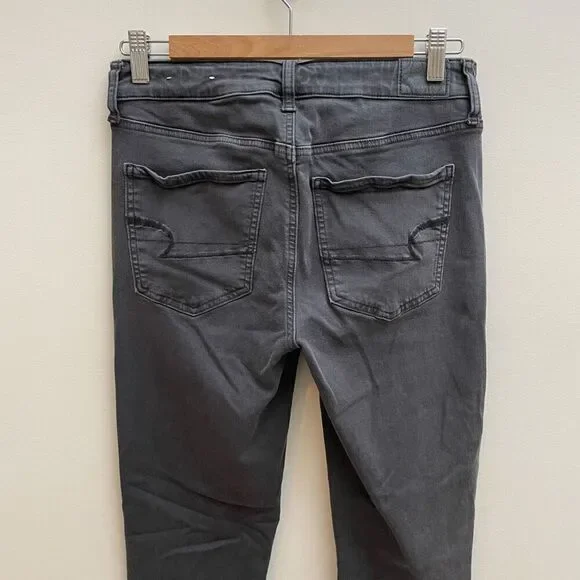 American Eagle Distressed Jegging Womens‎ 8 Washed Black Stretch Hi Rise Skinny - Picture 5 of 11
